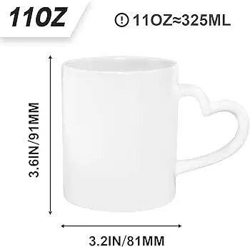 Mug Blanc Sublimation avec anse cœur - Image 4