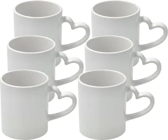 Mug Blanc Sublimation avec anse cœur - Image 5