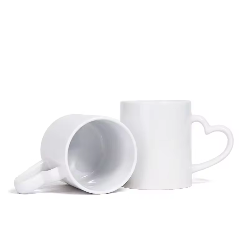 Mug Blanc Sublimation avec anse cœur - Image 3