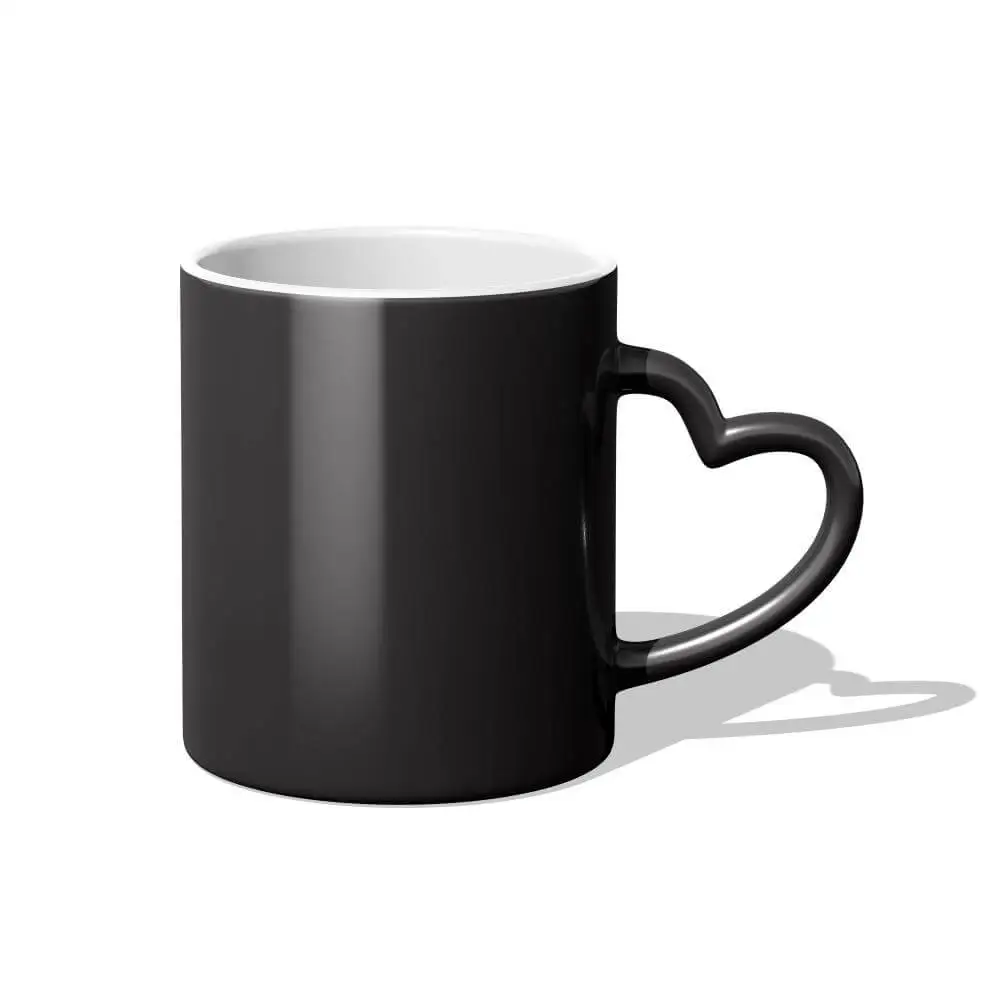 Mug magique noir Sublimation anse cœur - Image 2