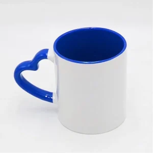 Mug sublimation intérieur coloré anse cœur