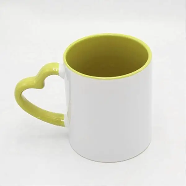 Mug sublimation intérieur coloré anse cœur - Image 2