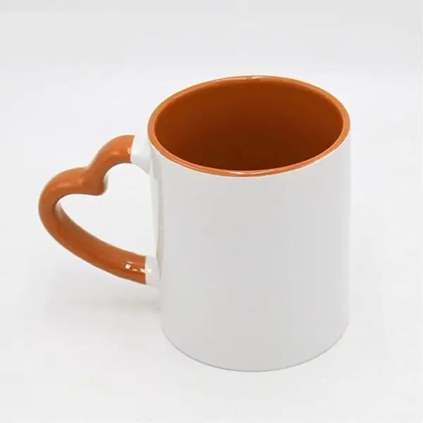 Mug sublimation intérieur coloré anse cœur - Image 4